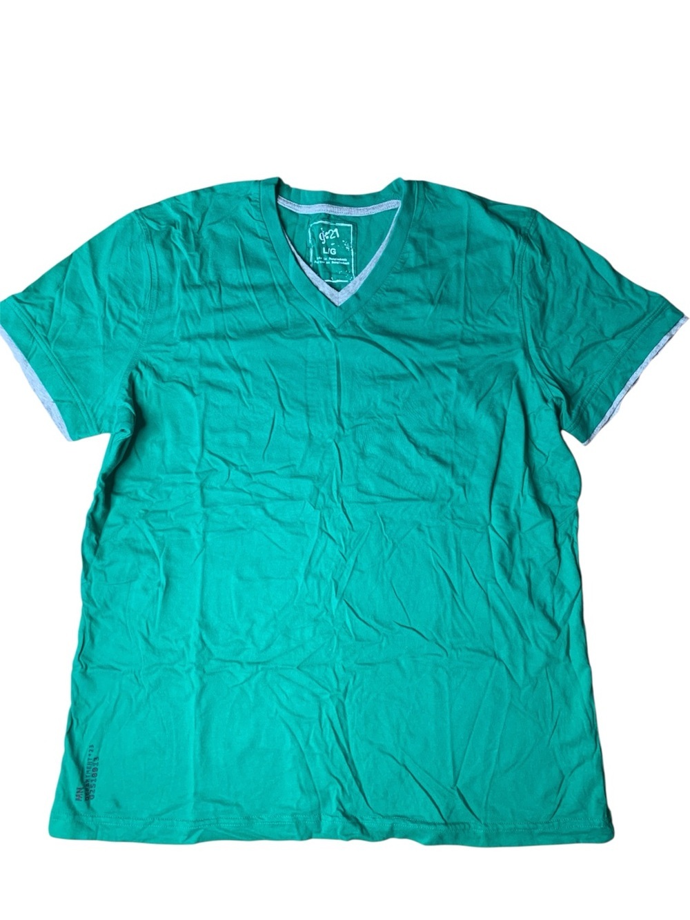 g:21 Green V-Neck T-Shirt - Men's Size Large (L/G) - 100% Cotton